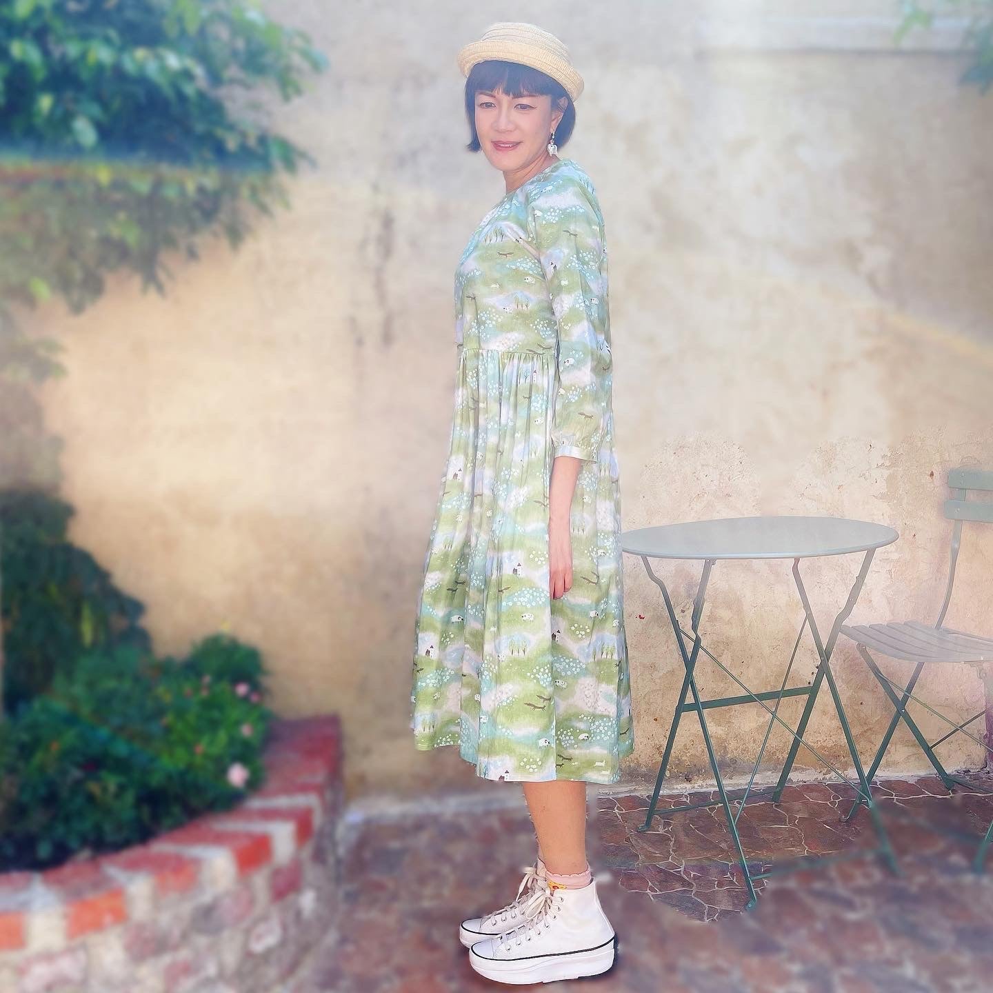 Spring Slope And Sheep Loose Fit Dress