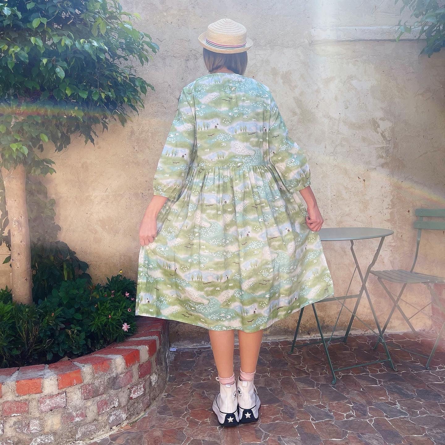 Spring Slope And Sheep Loose Fit Dress