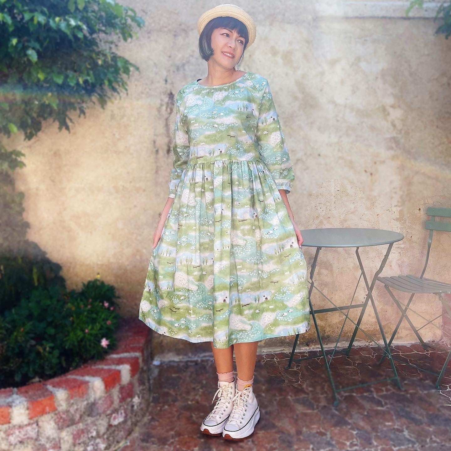Spring Slope And Sheep Loose Fit Dress
