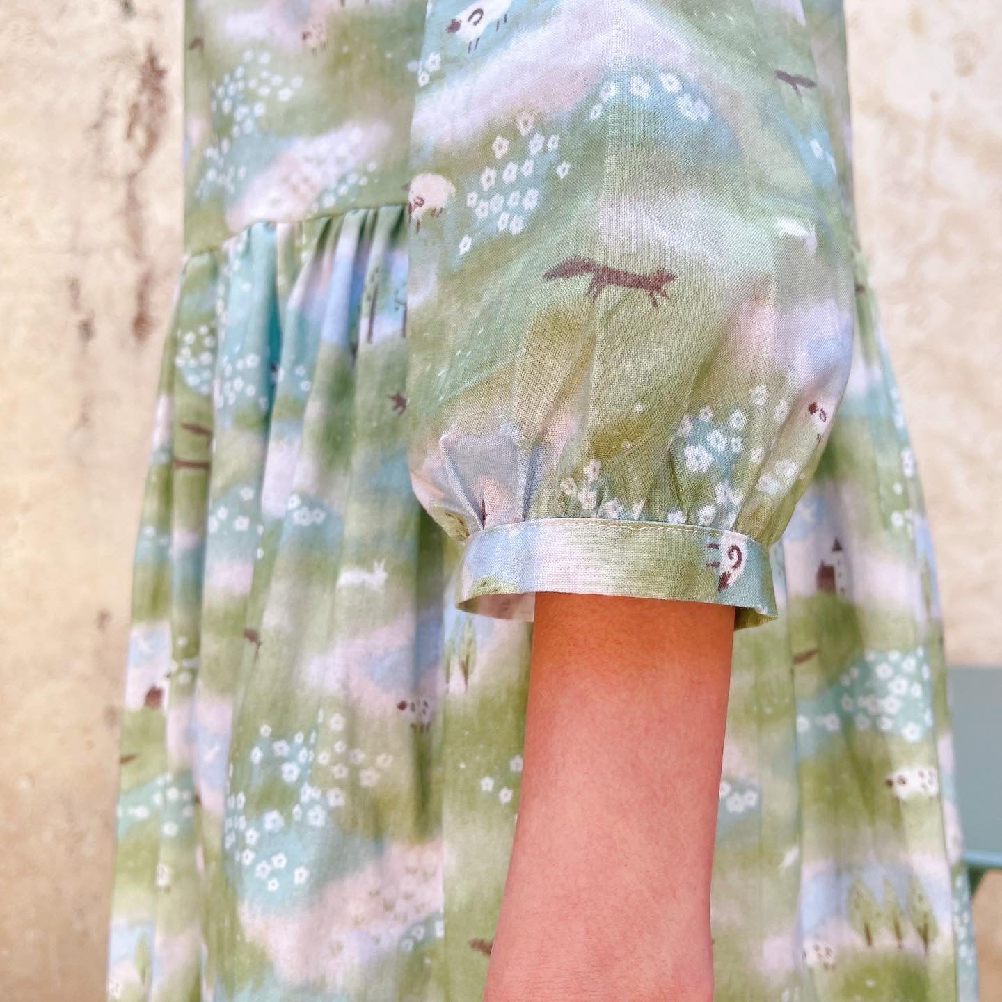 Spring Slope And Sheep Loose Fit Dress