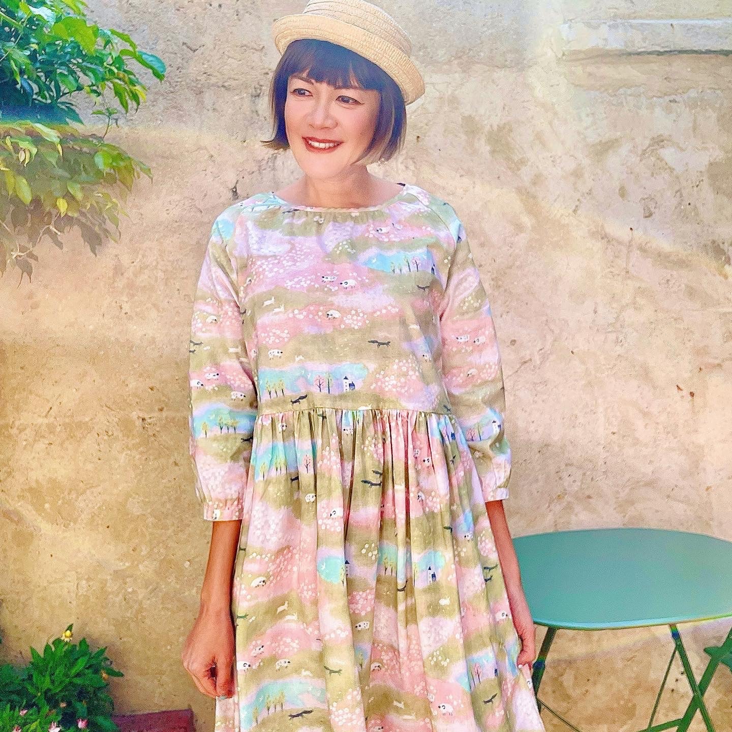 Spring Slope And Sheep Loose Fit Dress
