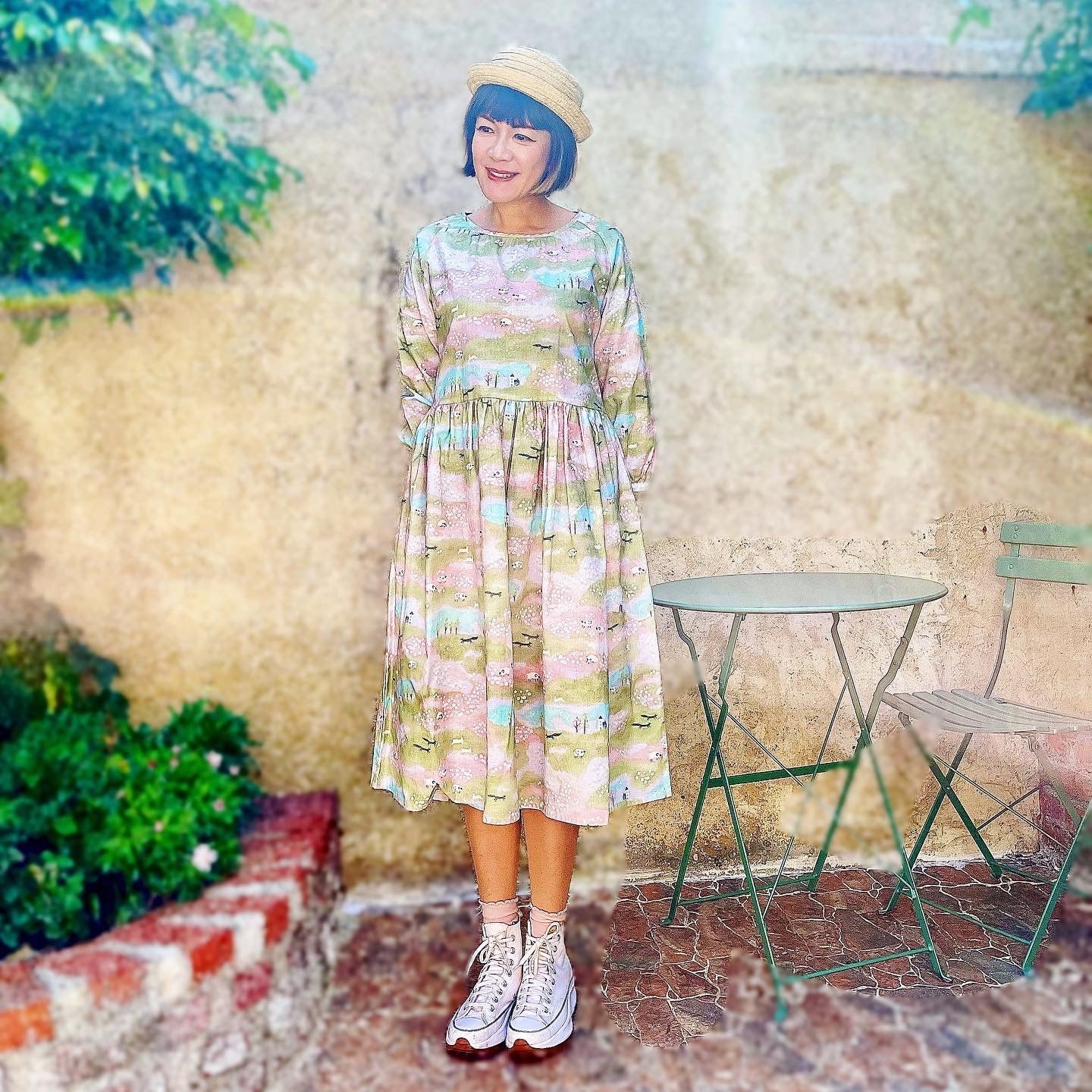 Spring Slope And Sheep Loose Fit Dress