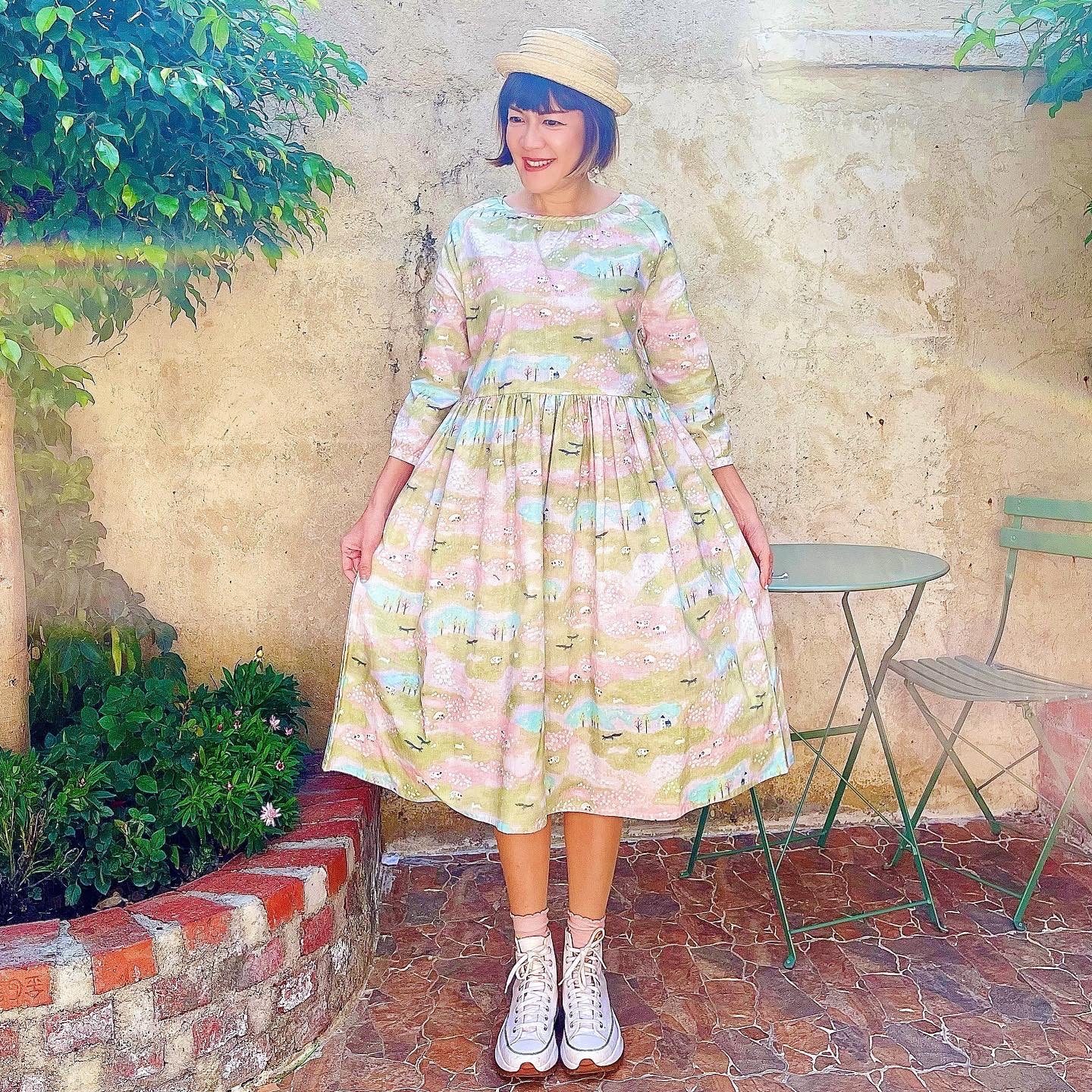 Spring Slope And Sheep Loose Fit Dress