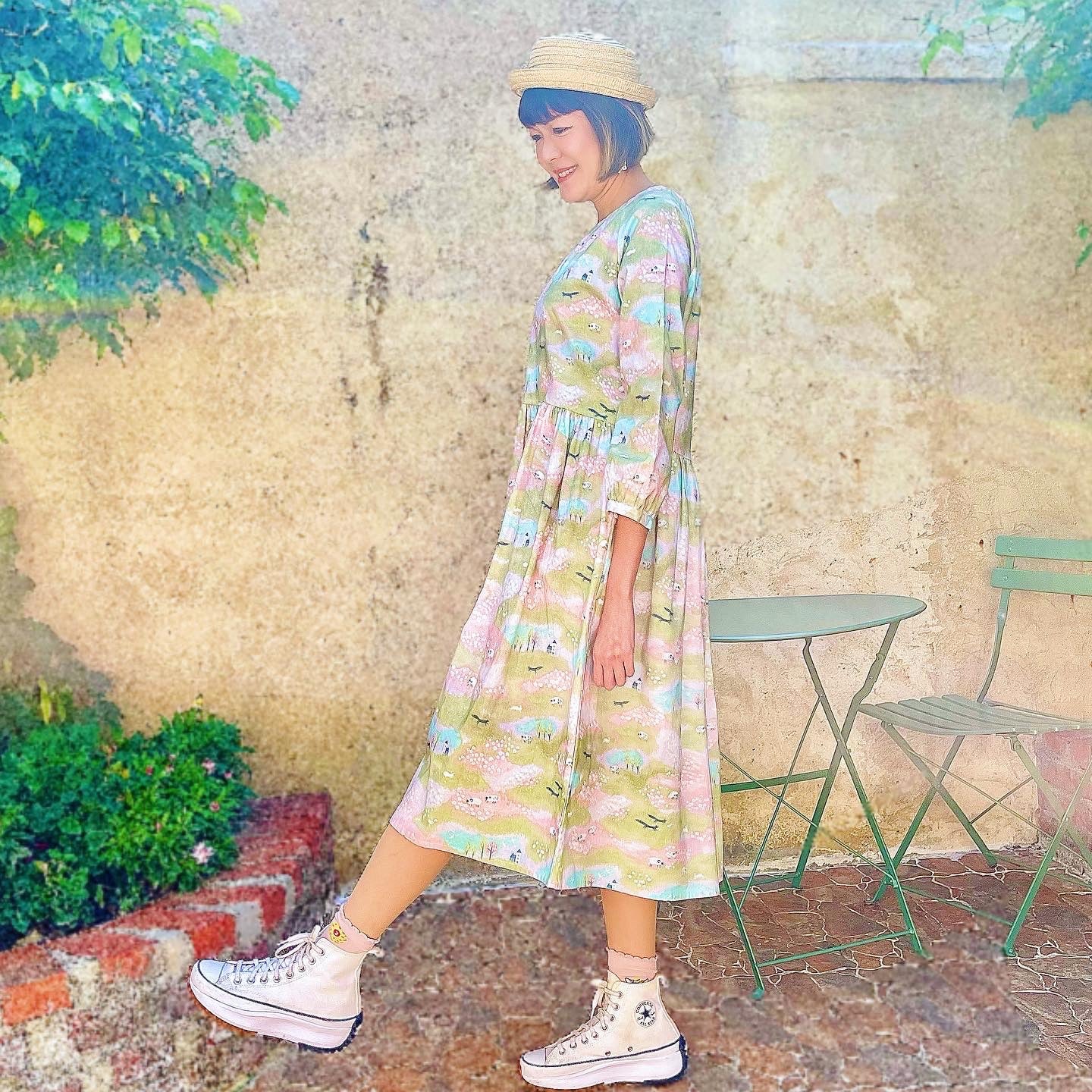 Spring Slope And Sheep Loose Fit Dress