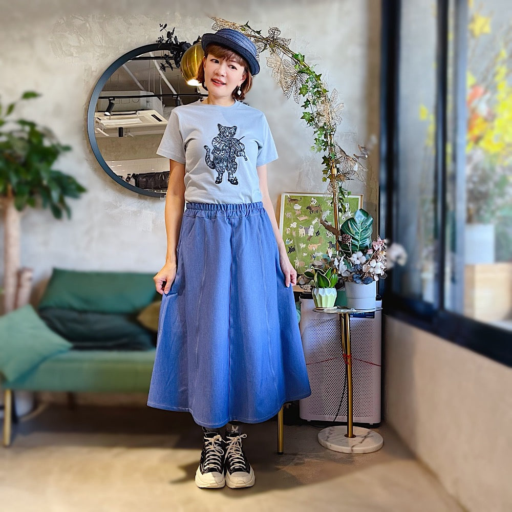 Violin Cat Embroidery T Shirt