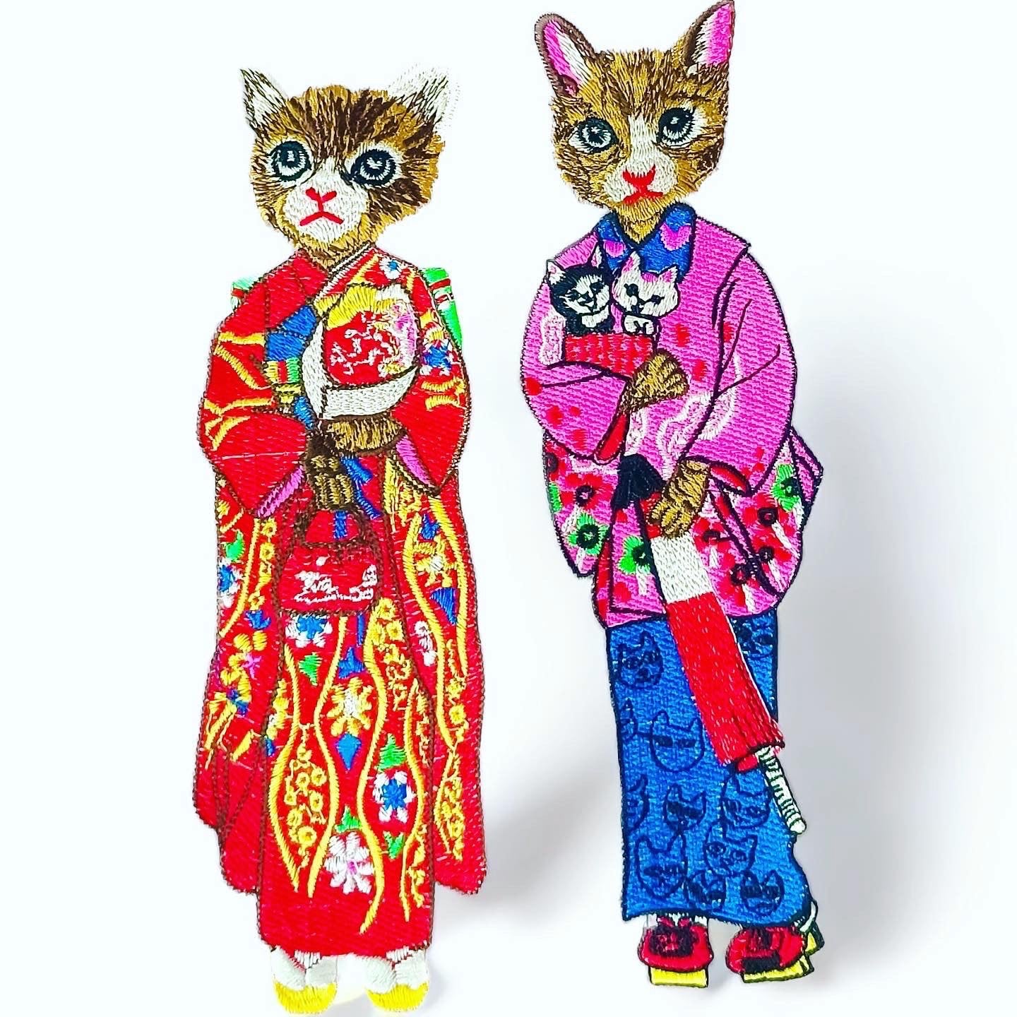 Kimono Cat Embroidery T Shirt