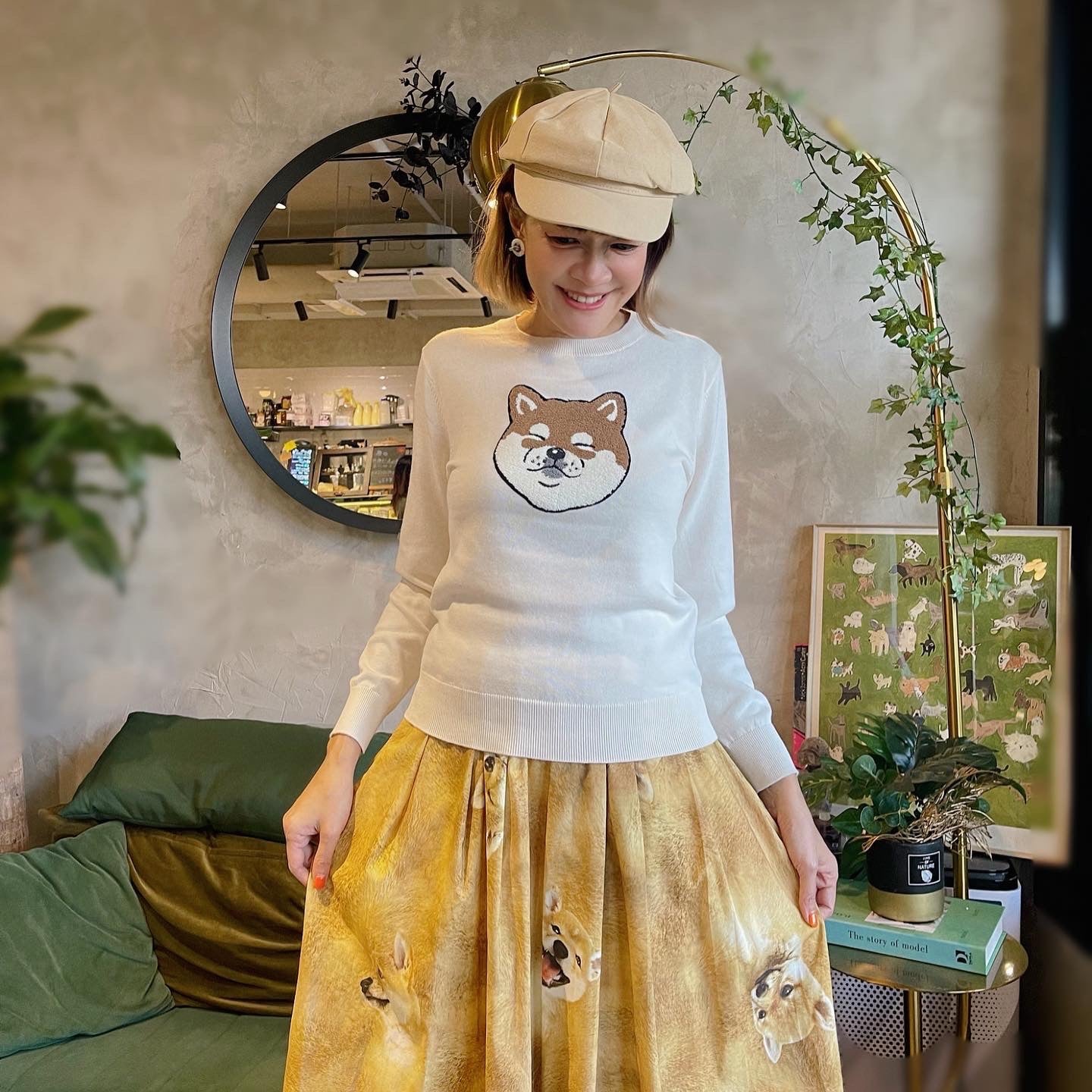 Happy Shiba Midi Skirt