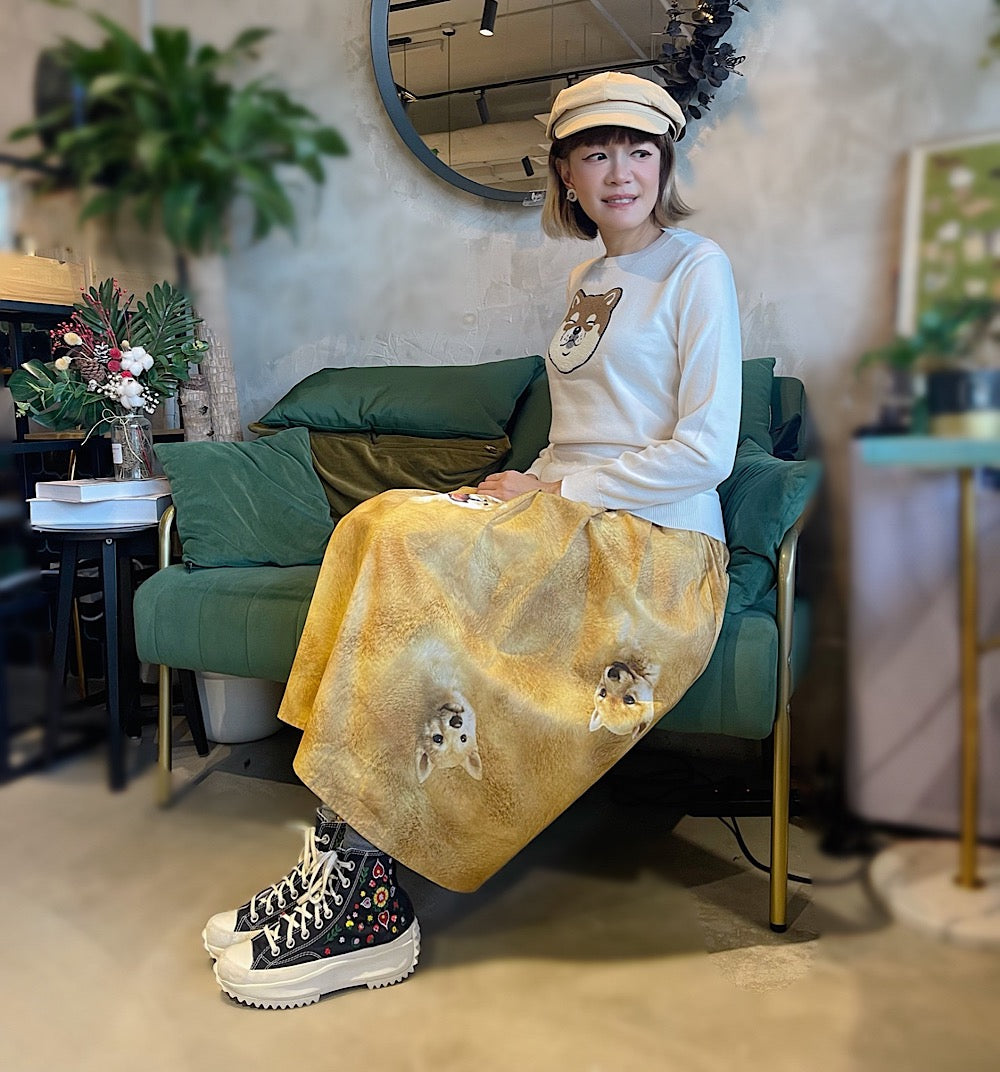 Happy Shiba Midi Skirt