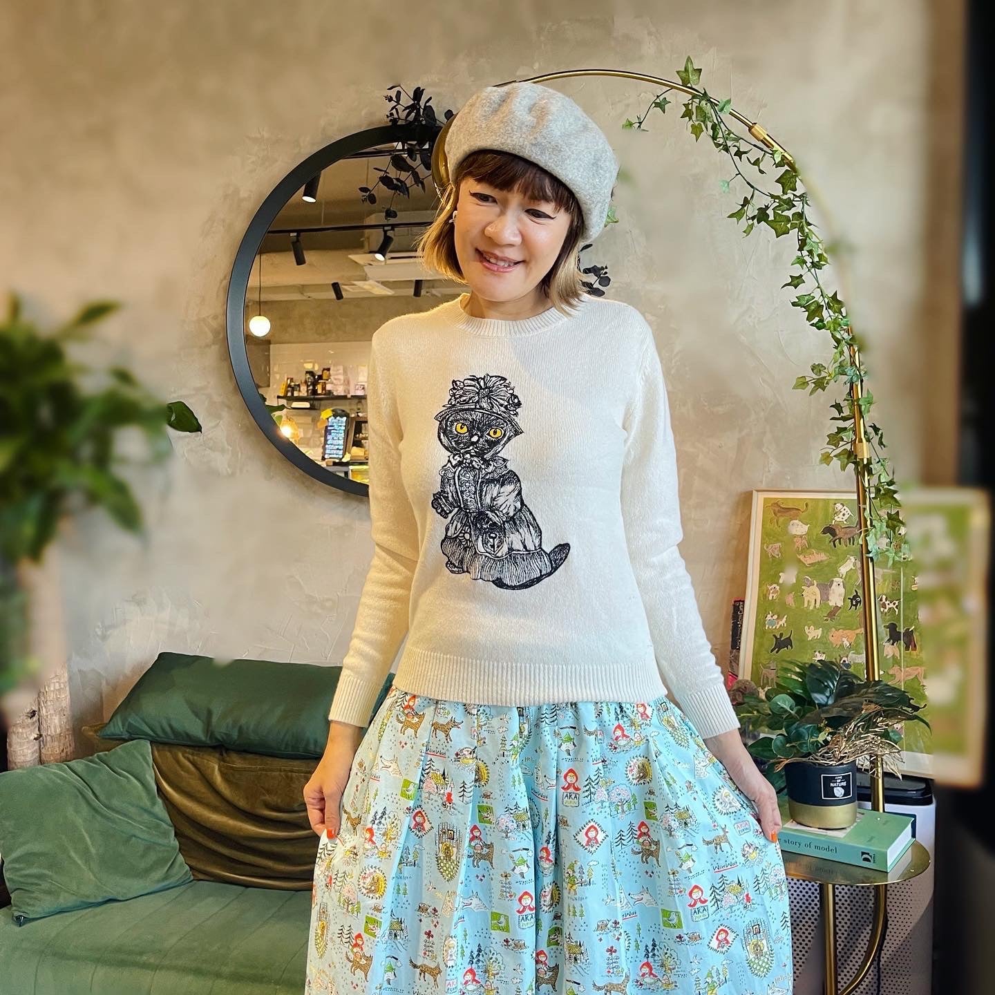 Little Red Hood And Wolf Midi Skirt