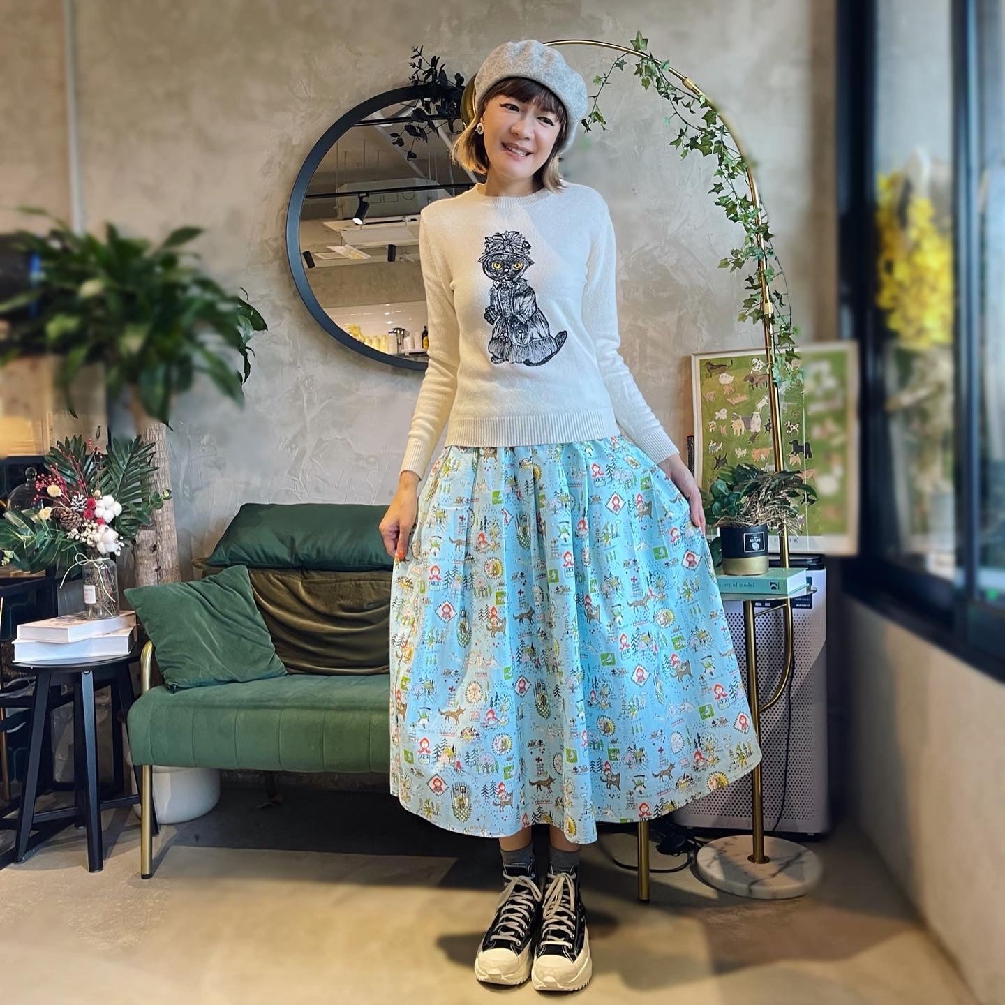 Little Red Hood And Wolf Midi Skirt