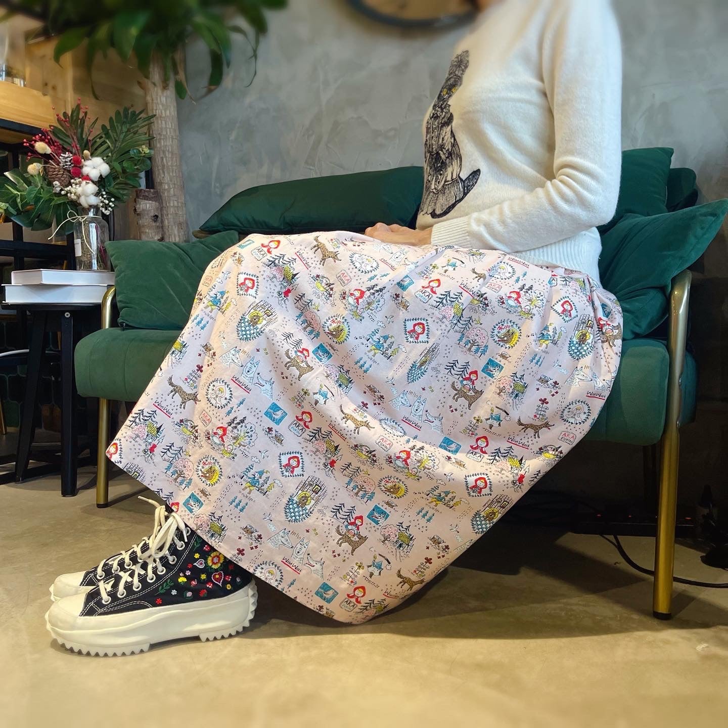 Little Red Hood And Wolf Midi Skirt