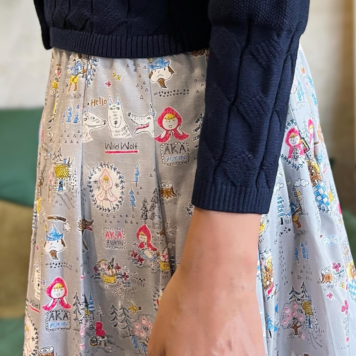 Little Red Hood And Wolf Midi Skirt
