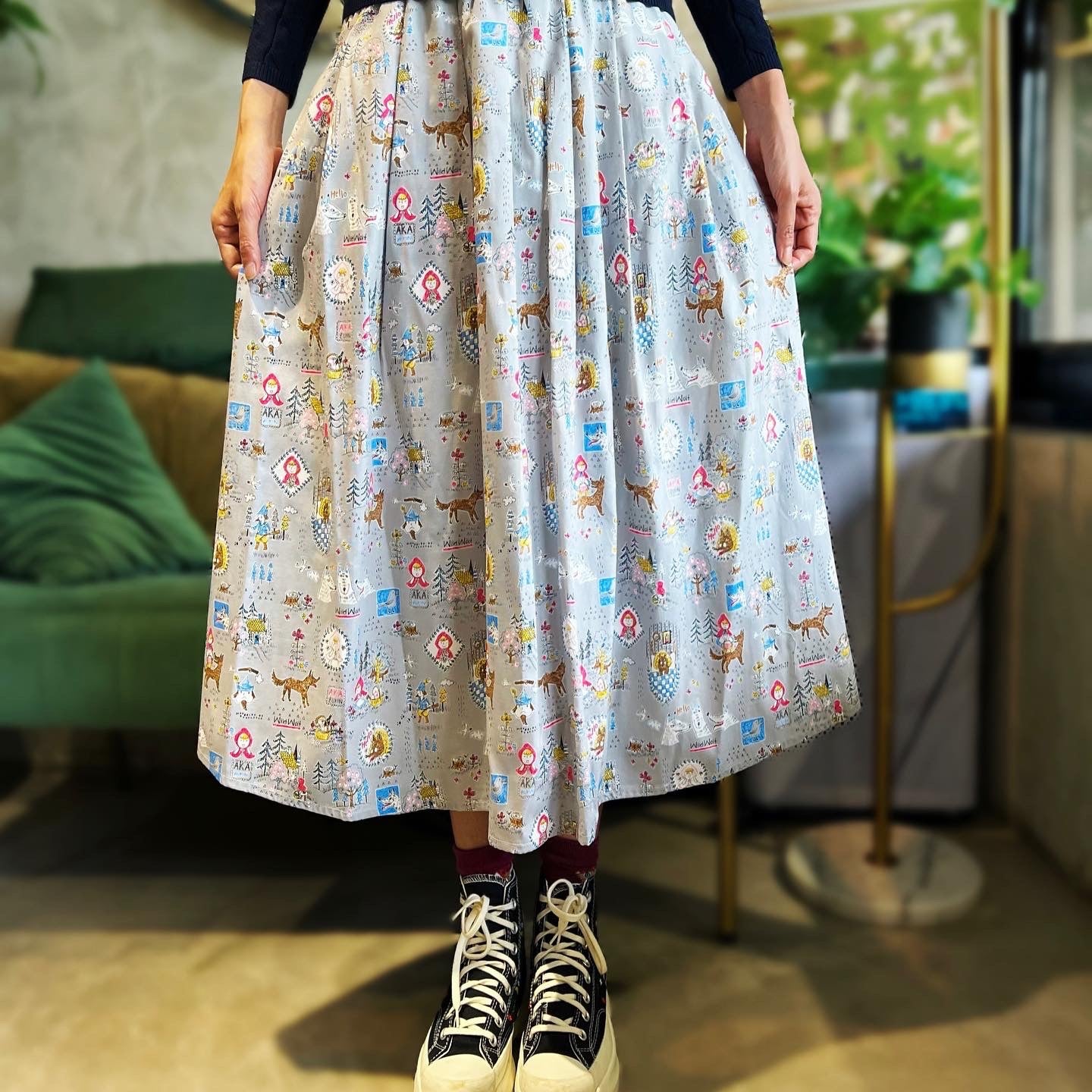 Little Red Hood And Wolf Midi Skirt
