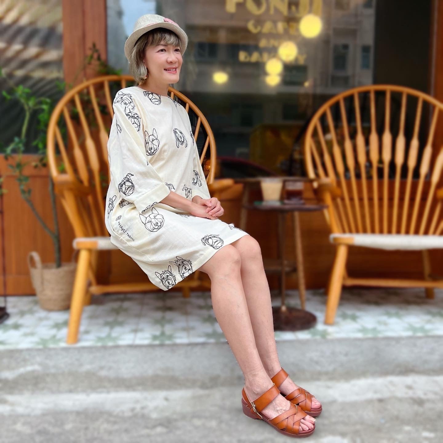 Nippon Dogs Double Gauze Cotton Embroidery Dress