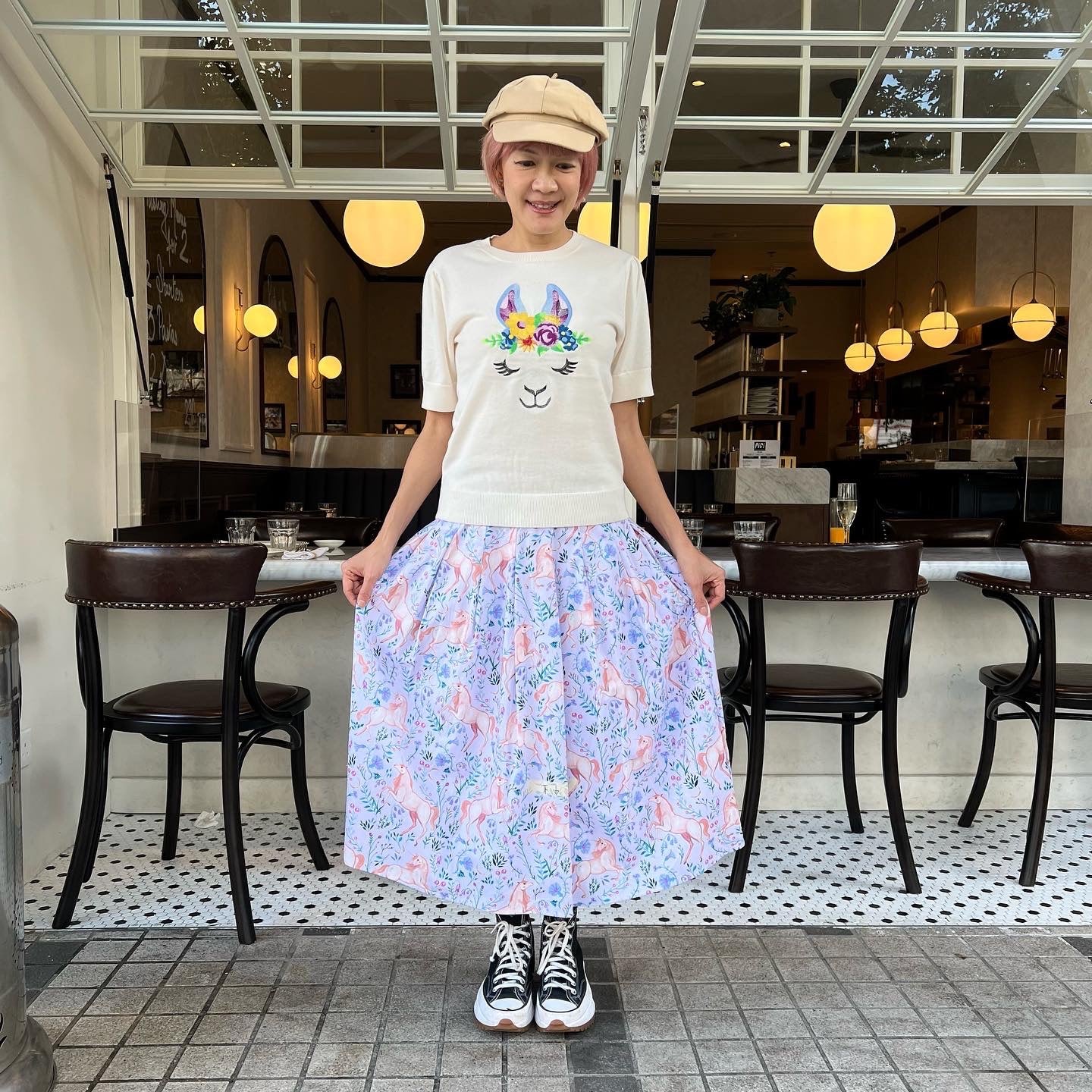 Unicorn In Light Purple Midi Skirt