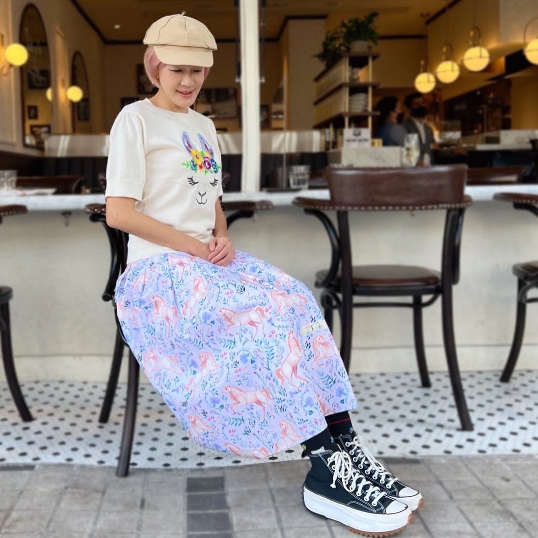 Unicorn In Light Purple Midi Skirt