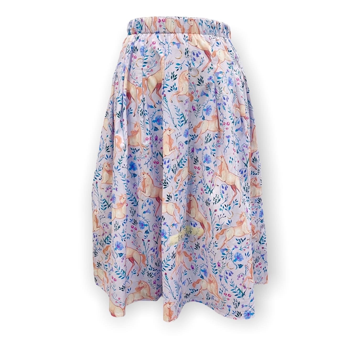 Unicorn In Light Purple Midi Skirt