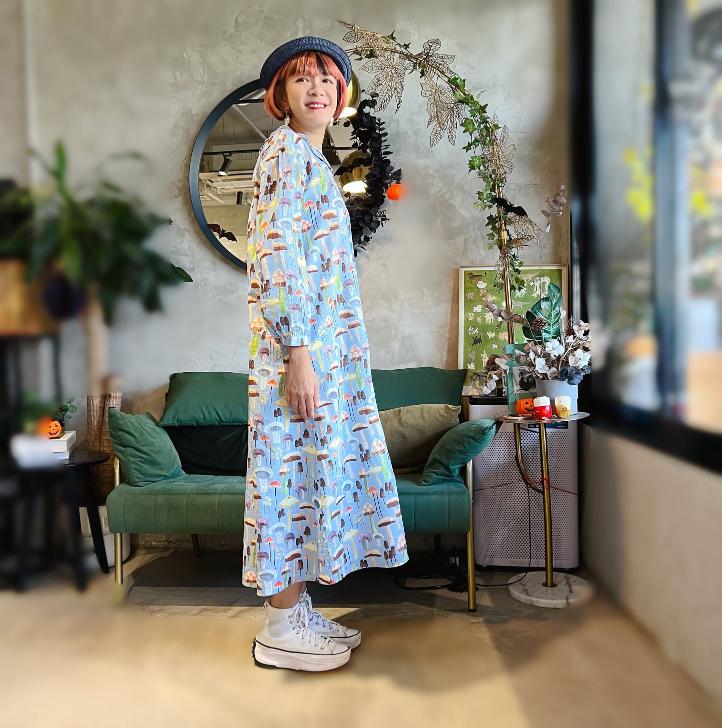 Mushroom Patter Loose Fit Dress