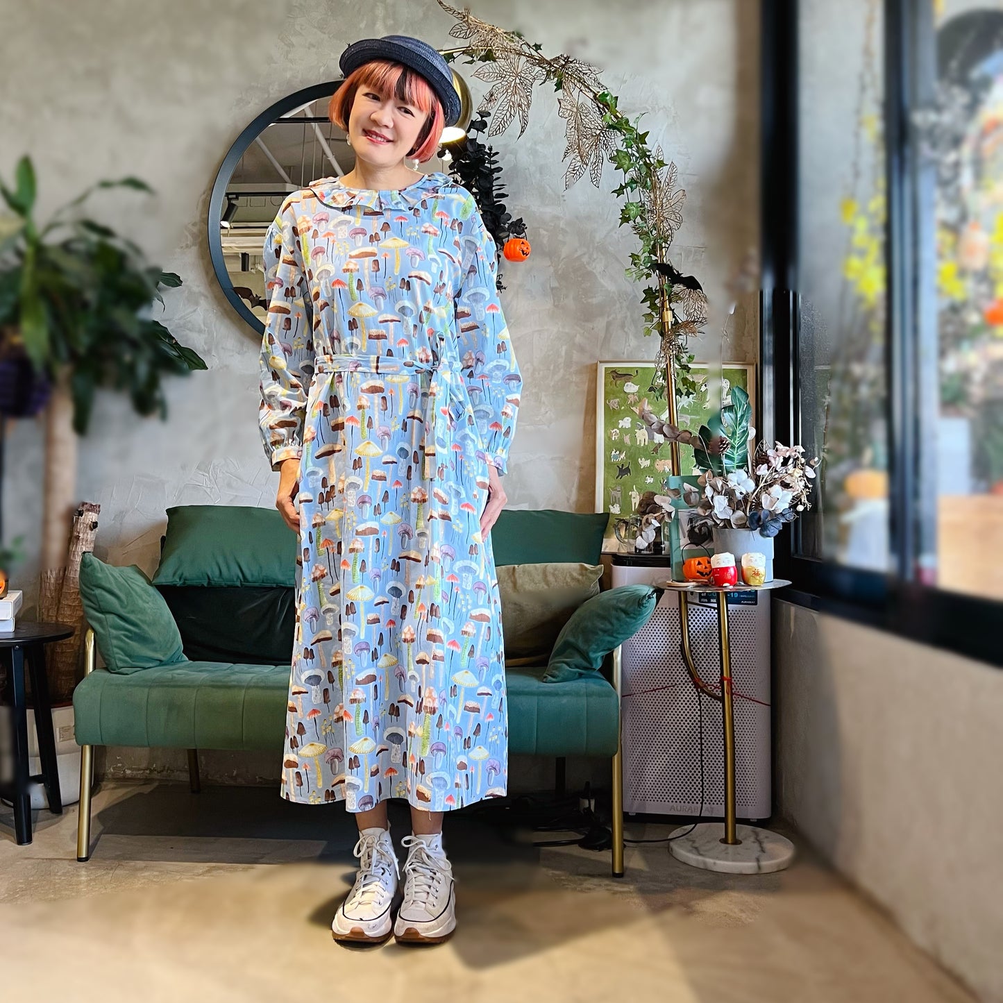 Mushroom Patter Loose Fit Dress