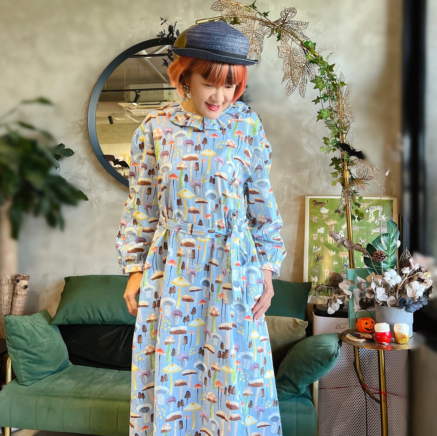 Mushroom Patter Loose Fit Dress