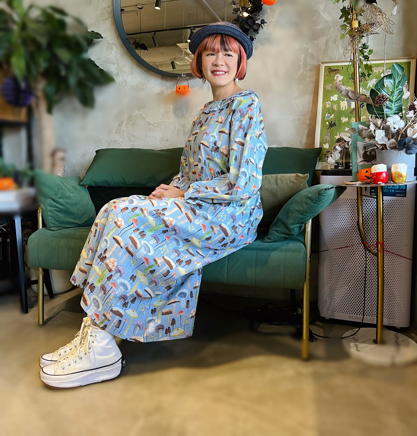 Mushroom Patter Loose Fit Dress