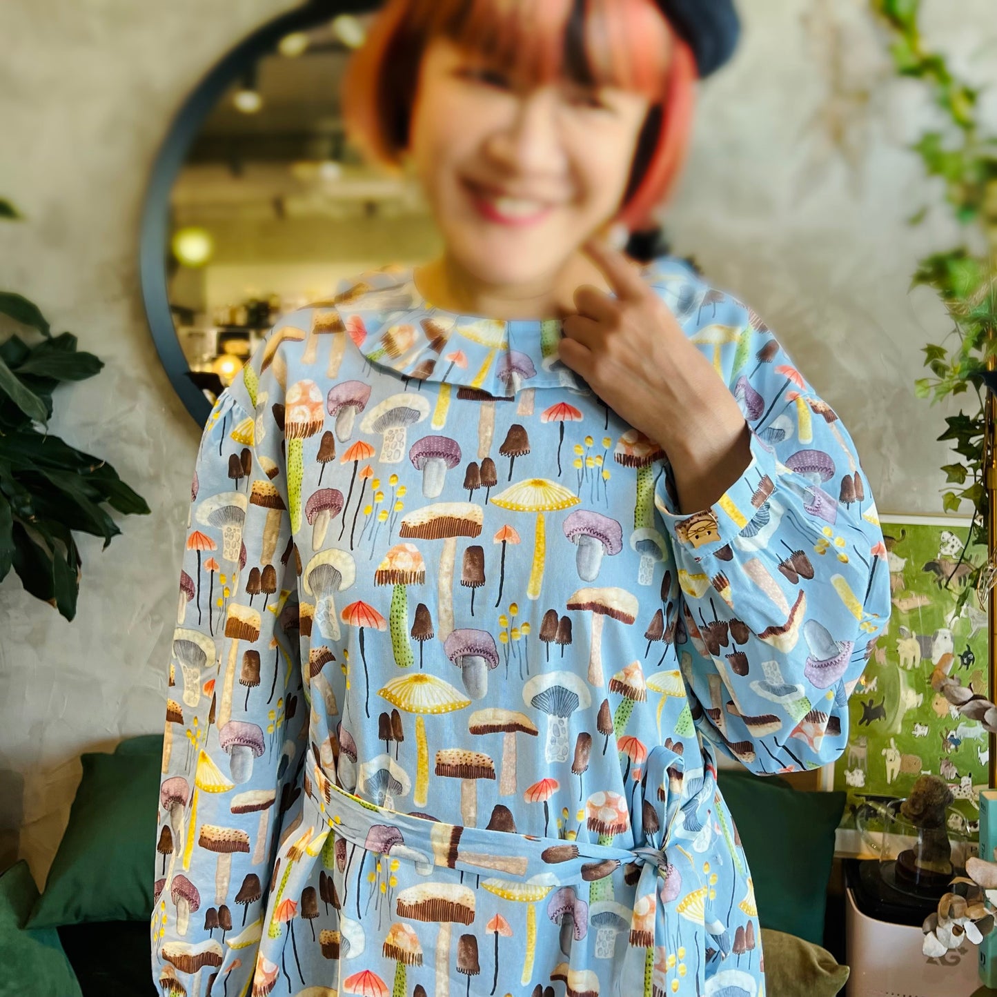 Mushroom Patter Loose Fit Dress