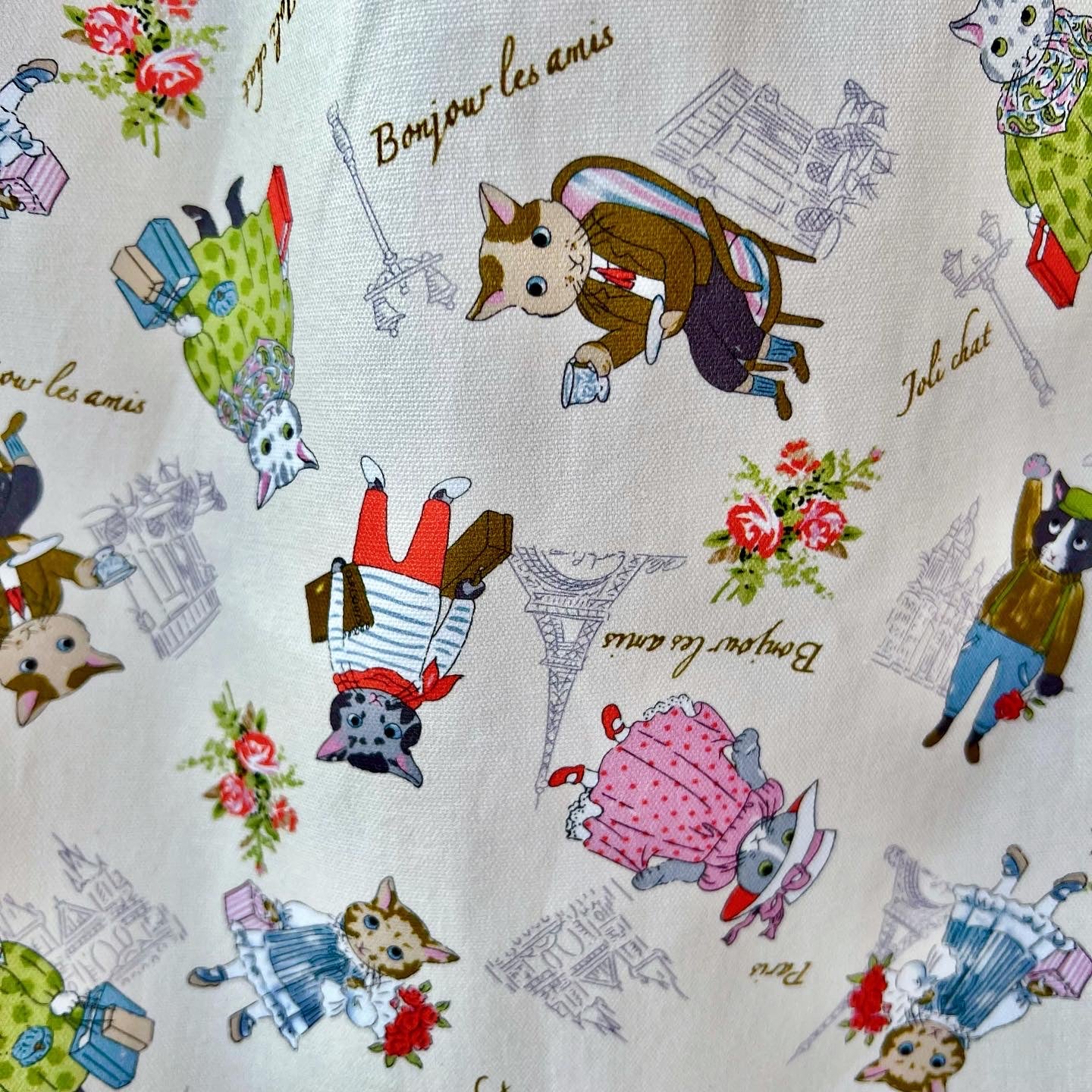 Paris cat Oxford fabric midi skirt
