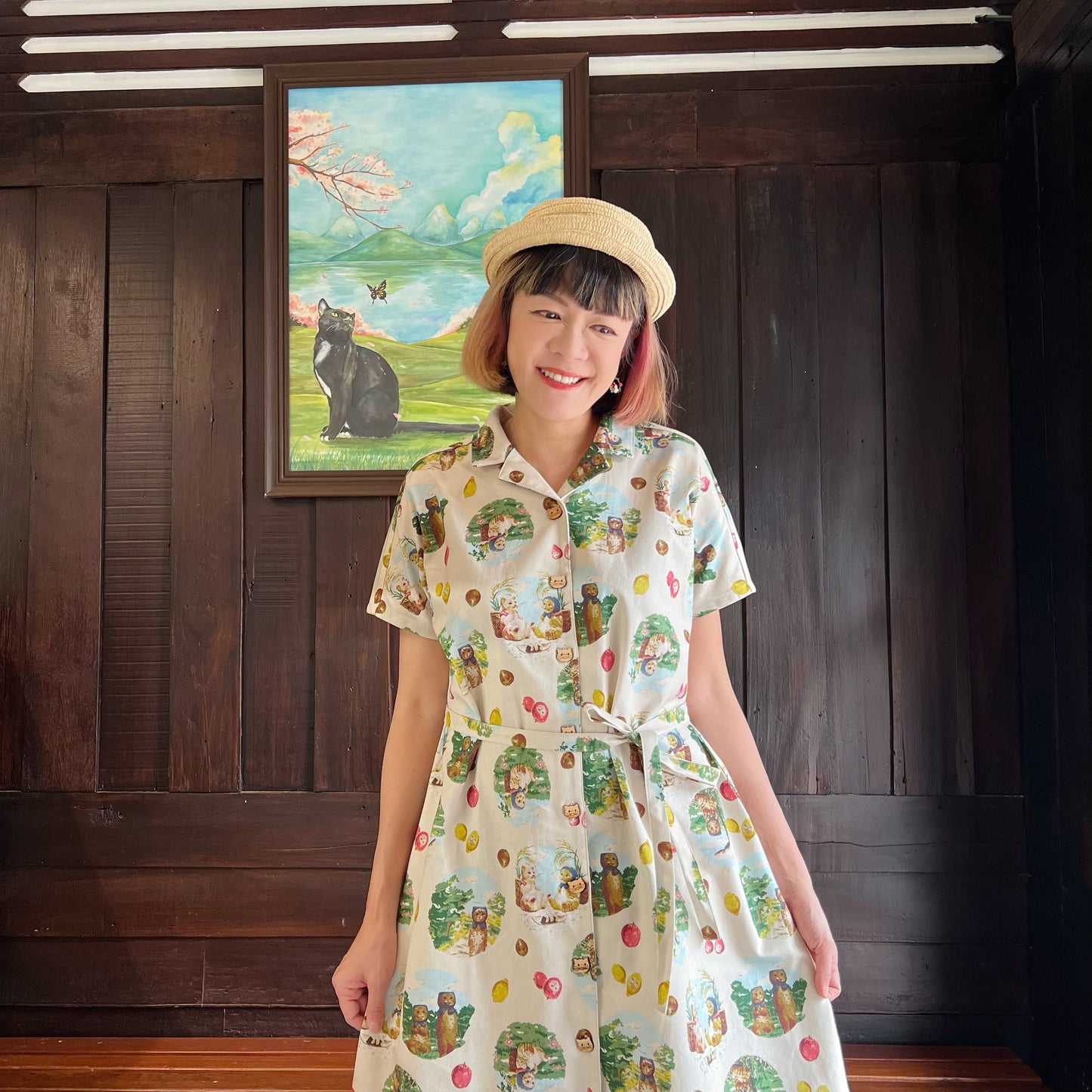 Picnic cats picnic cats polka dots one piece