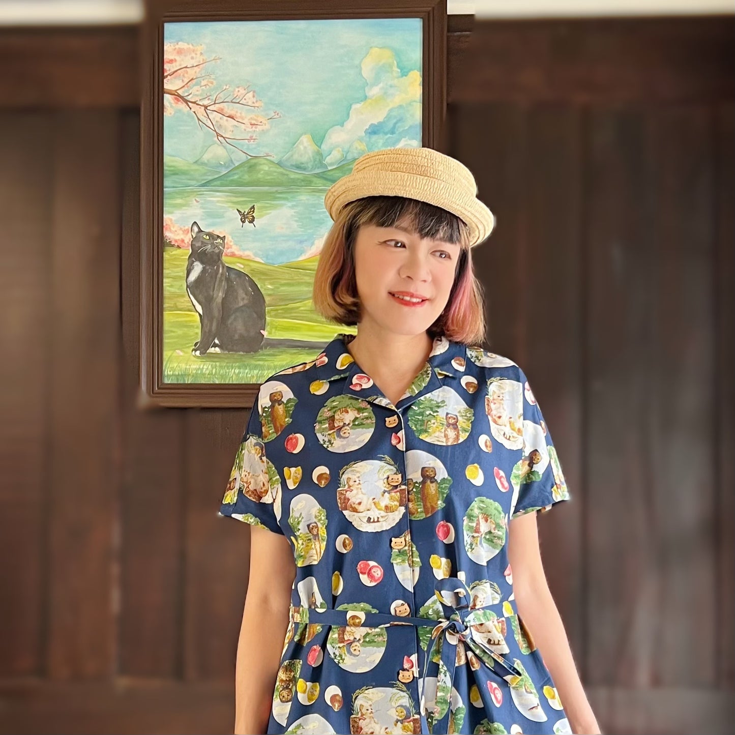 Picnic cats picnic cats polka dots one piece