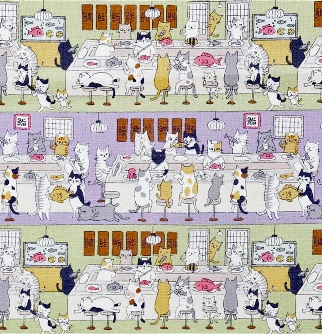 Sushi shop cat knit fabric dress