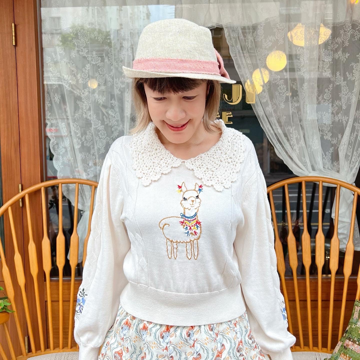 Hand Crochet And Alpaca Embroidery Sweater