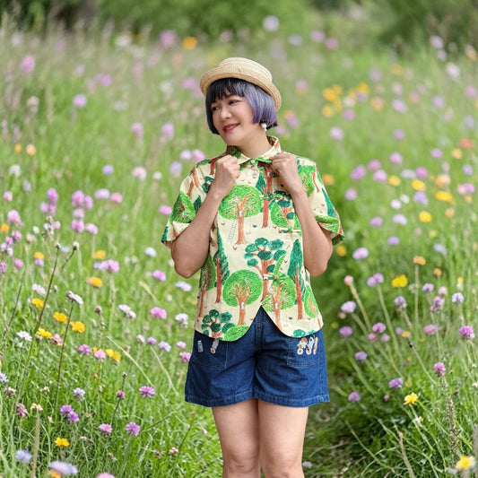 Summer forest Curve hem and placket loose fit