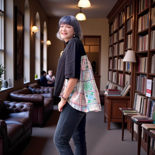 3D cutting knit + fabric top