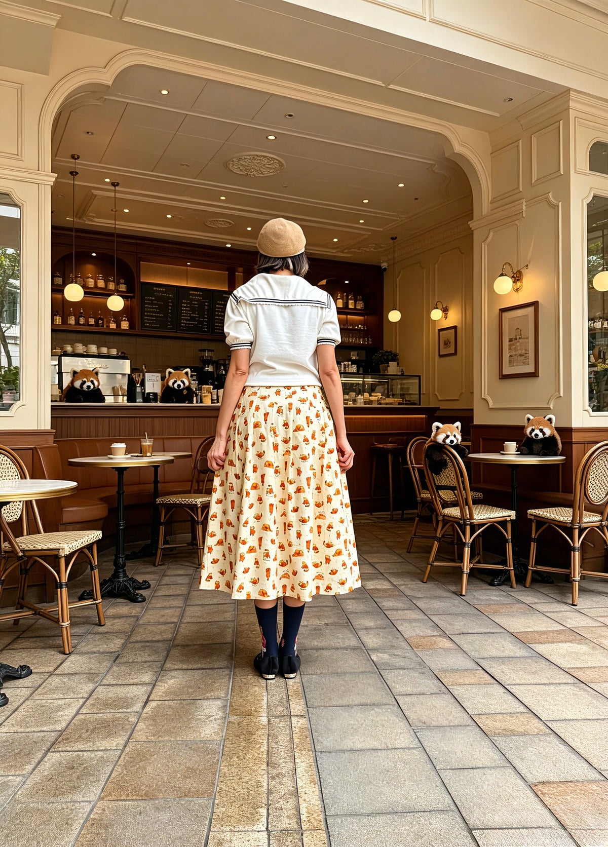 Red panda midi skirt