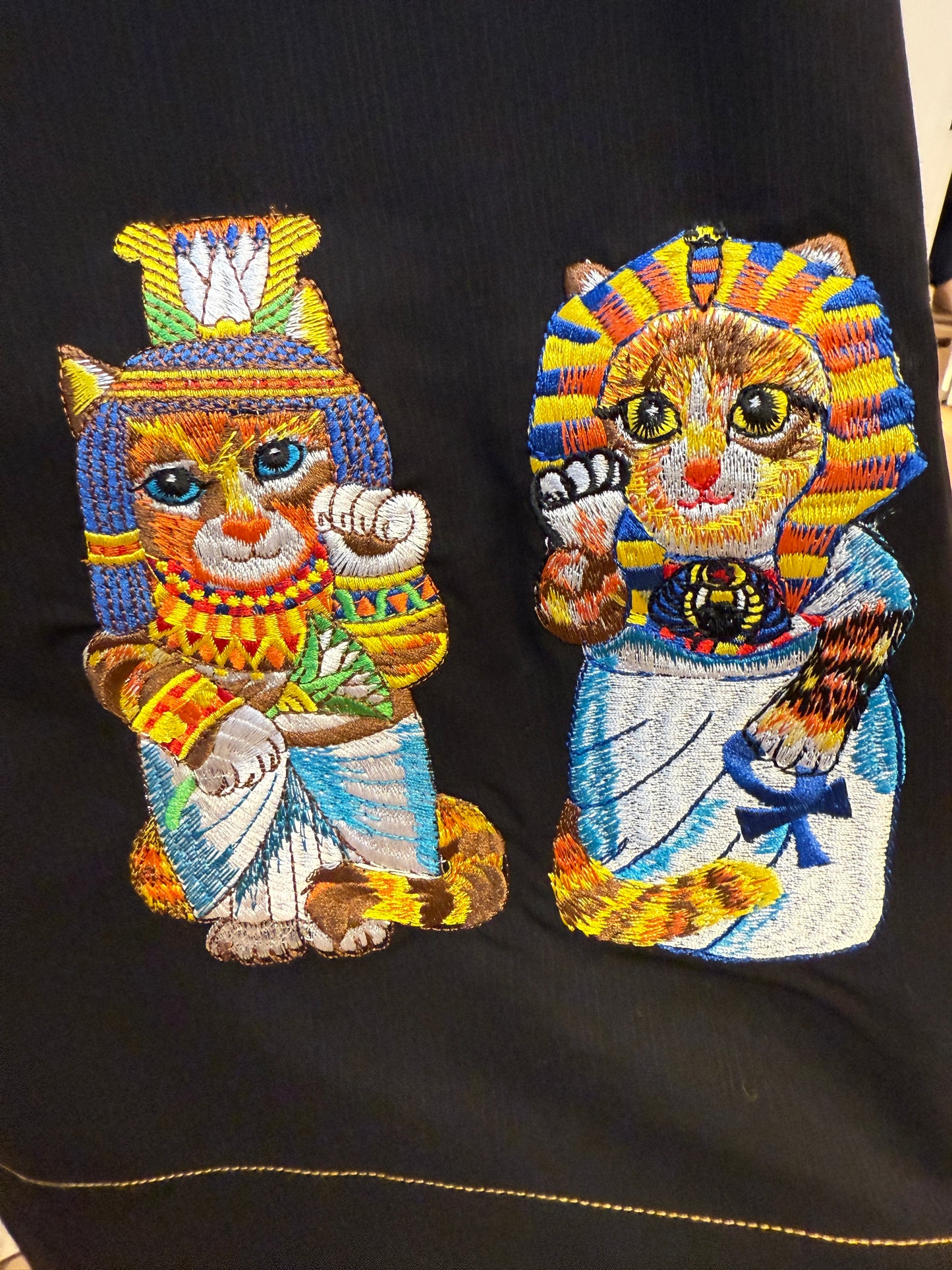 Egyptian cats embroidery skirt pants