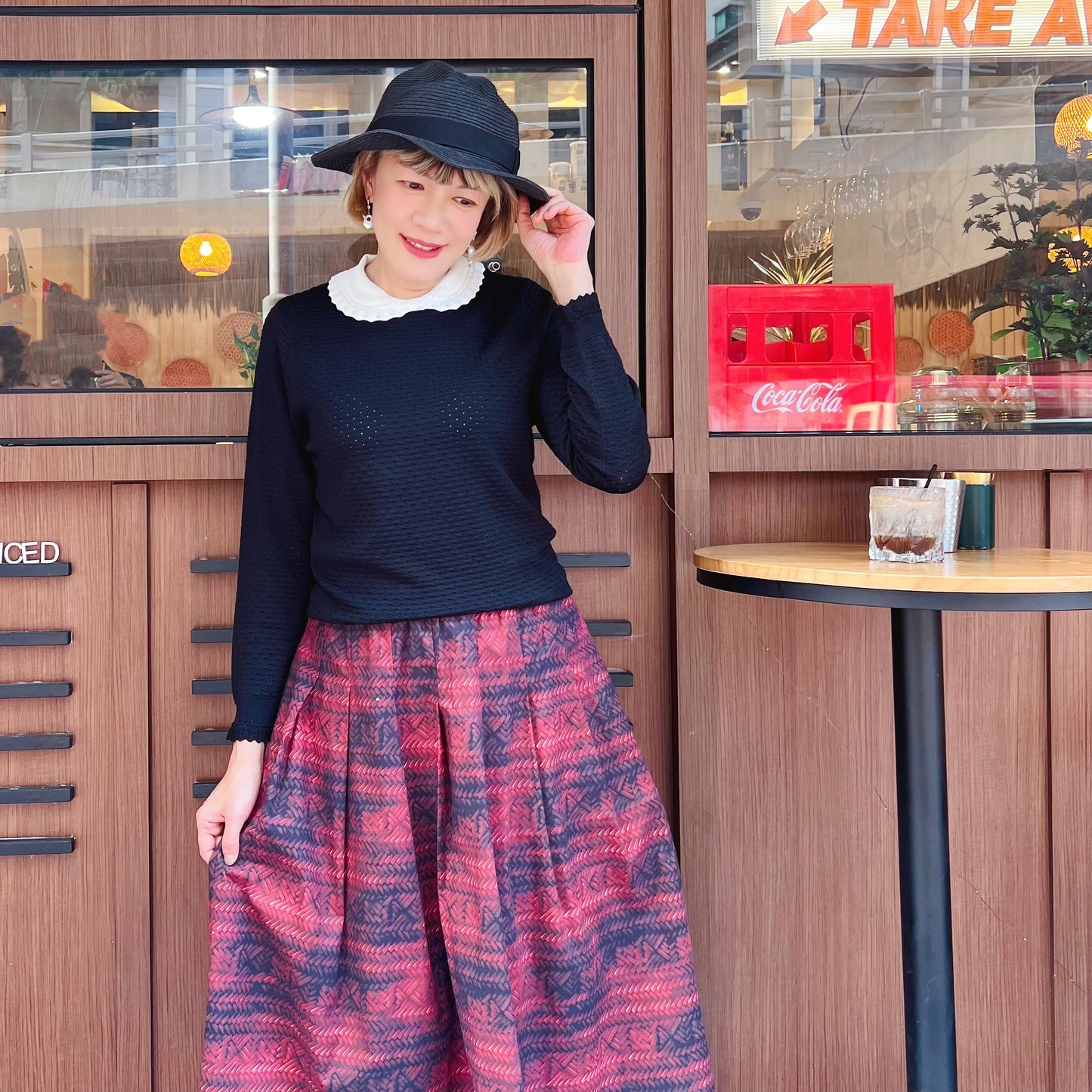 Printed winter stitch midi skirt