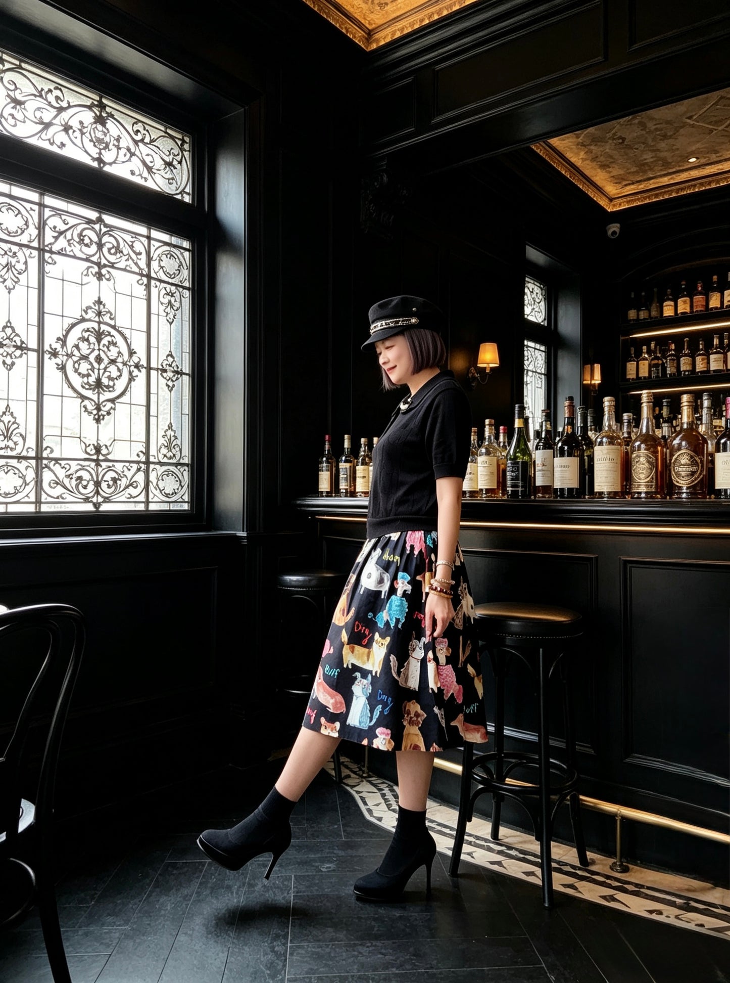 Pointelle Knit and Japanese pattern one piece