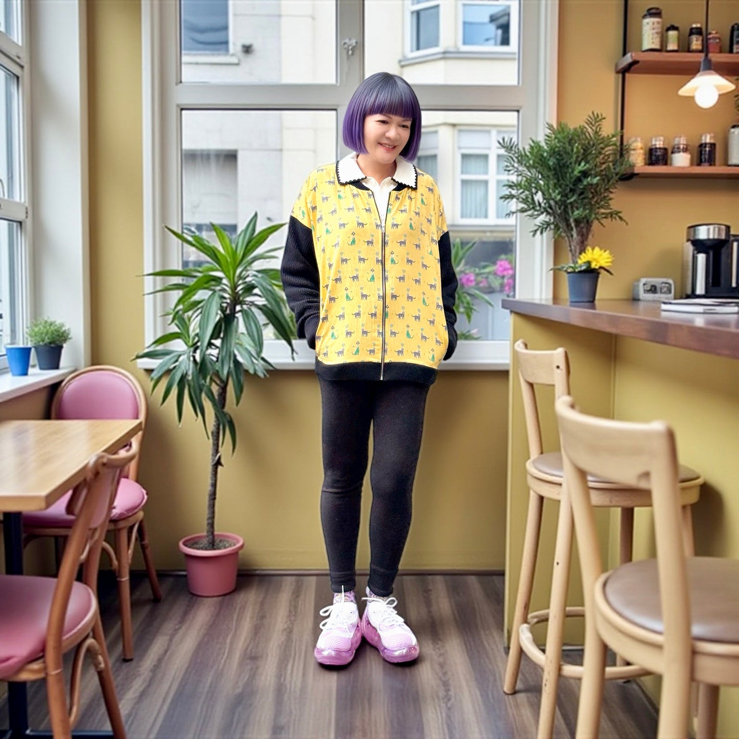 Cats and strawberry pattern spring cardigan