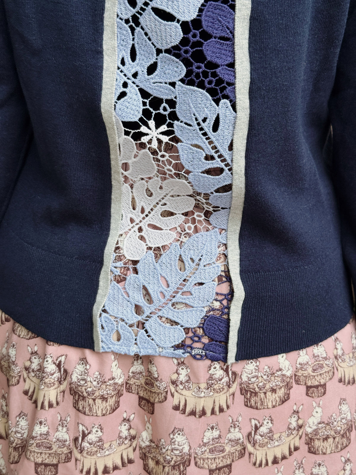 Lace and contrast trim cardigan