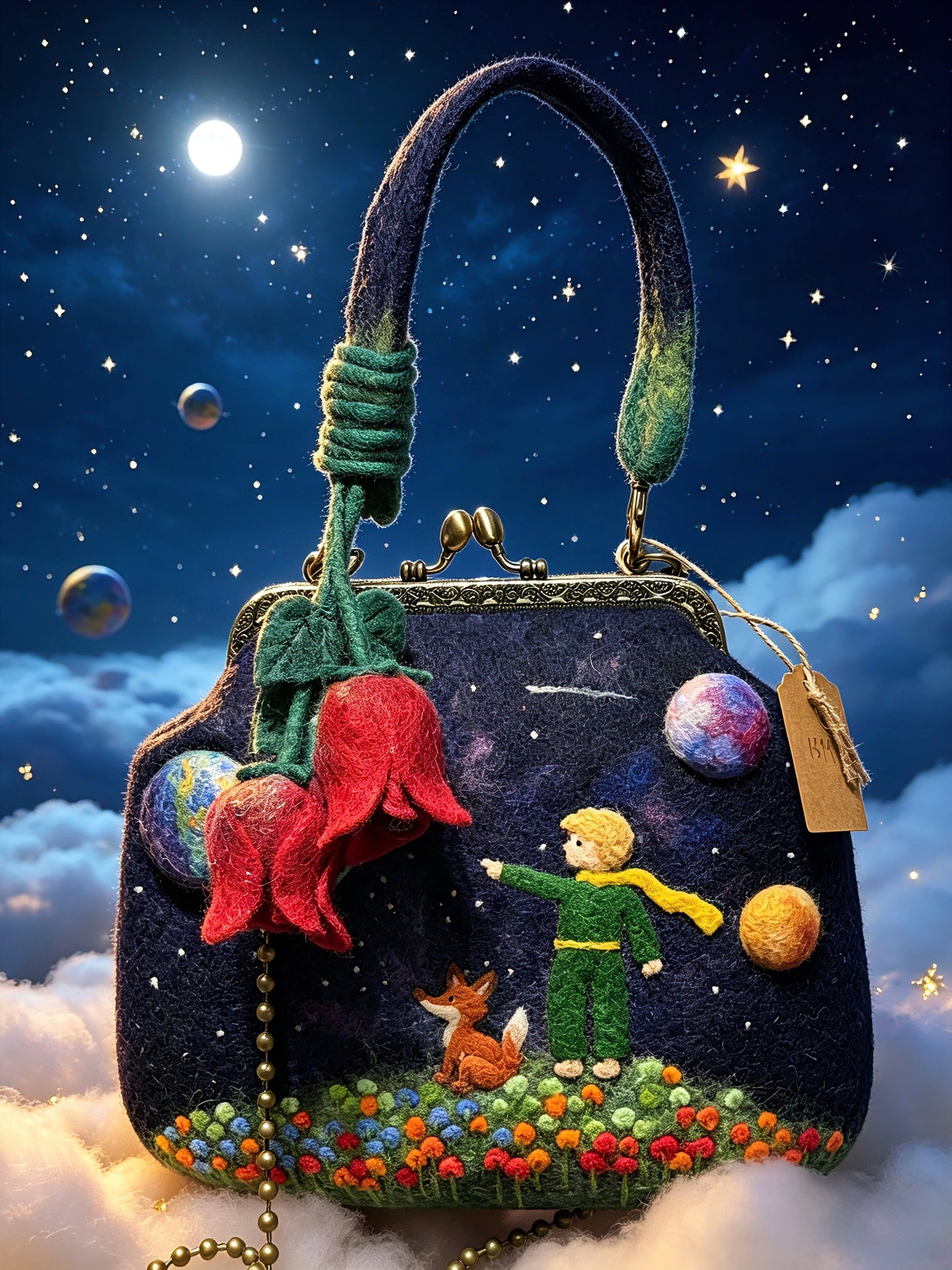 Le little prince handmade felt wool bag