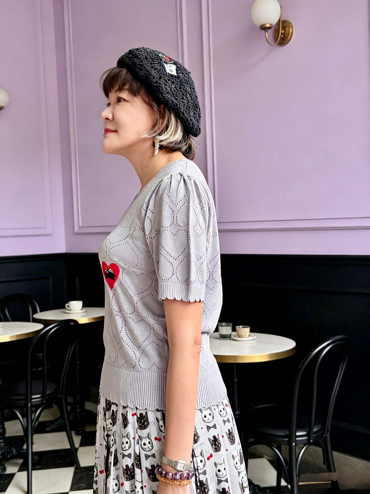 Cotton lurex embroidery cardigan