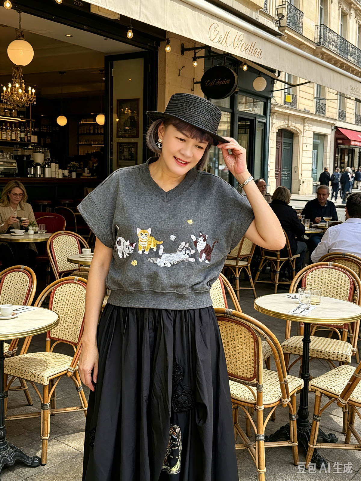 2 way Long/ short sleeves embroidery top