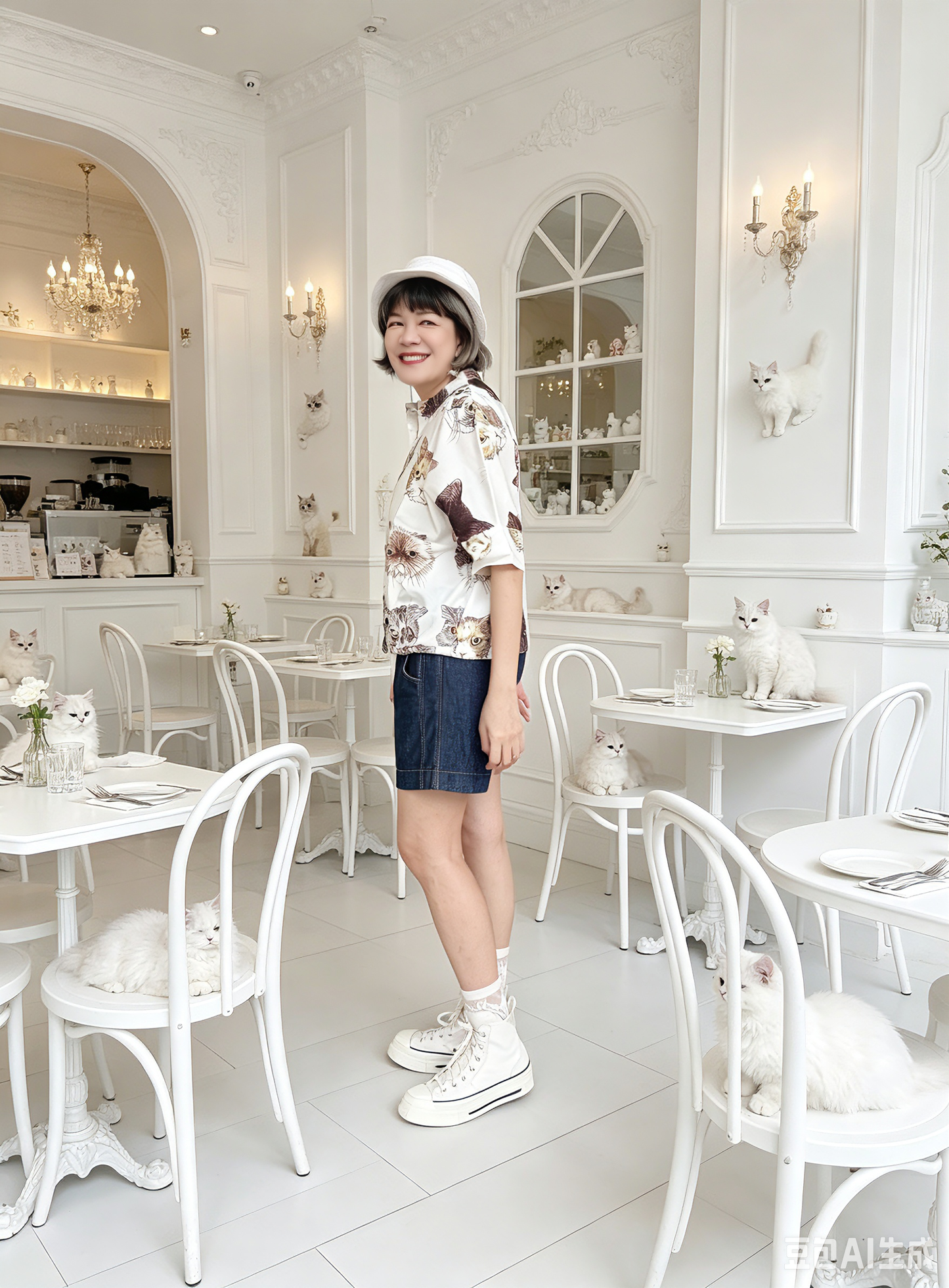 Happy cats pattern top/ shirt/ cardigan
