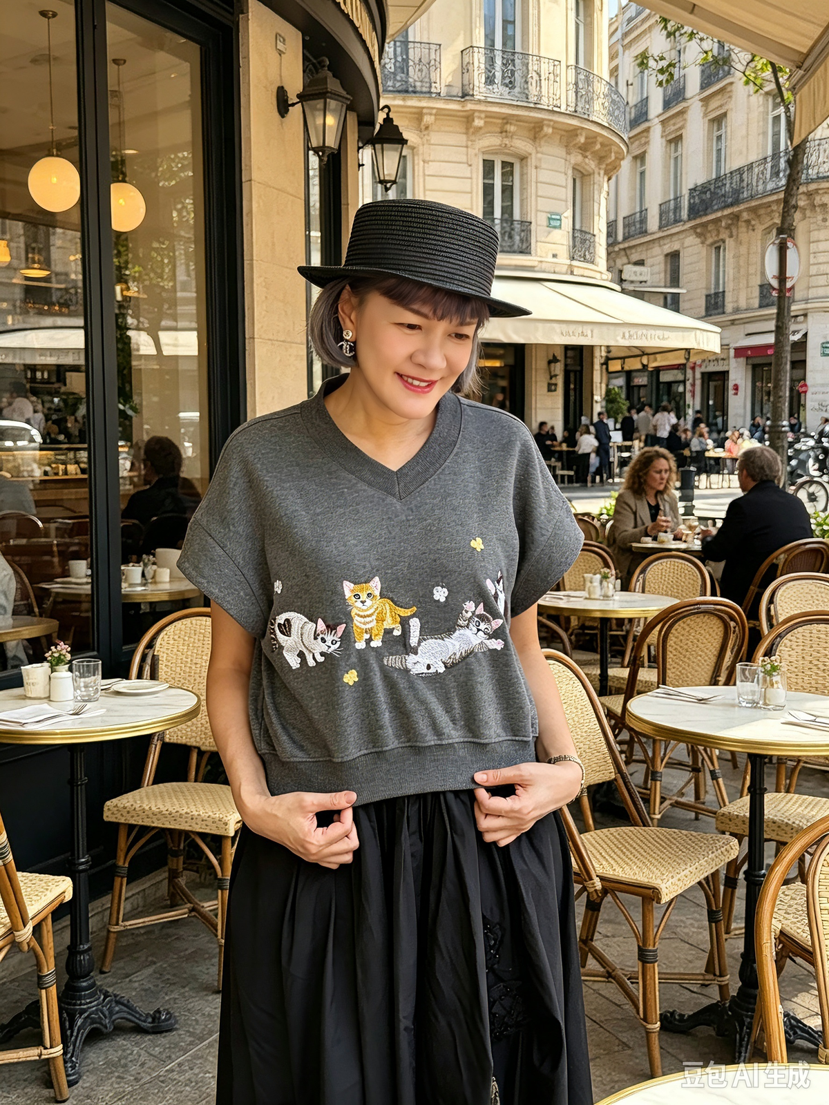 2 way Long/ short sleeves embroidery top