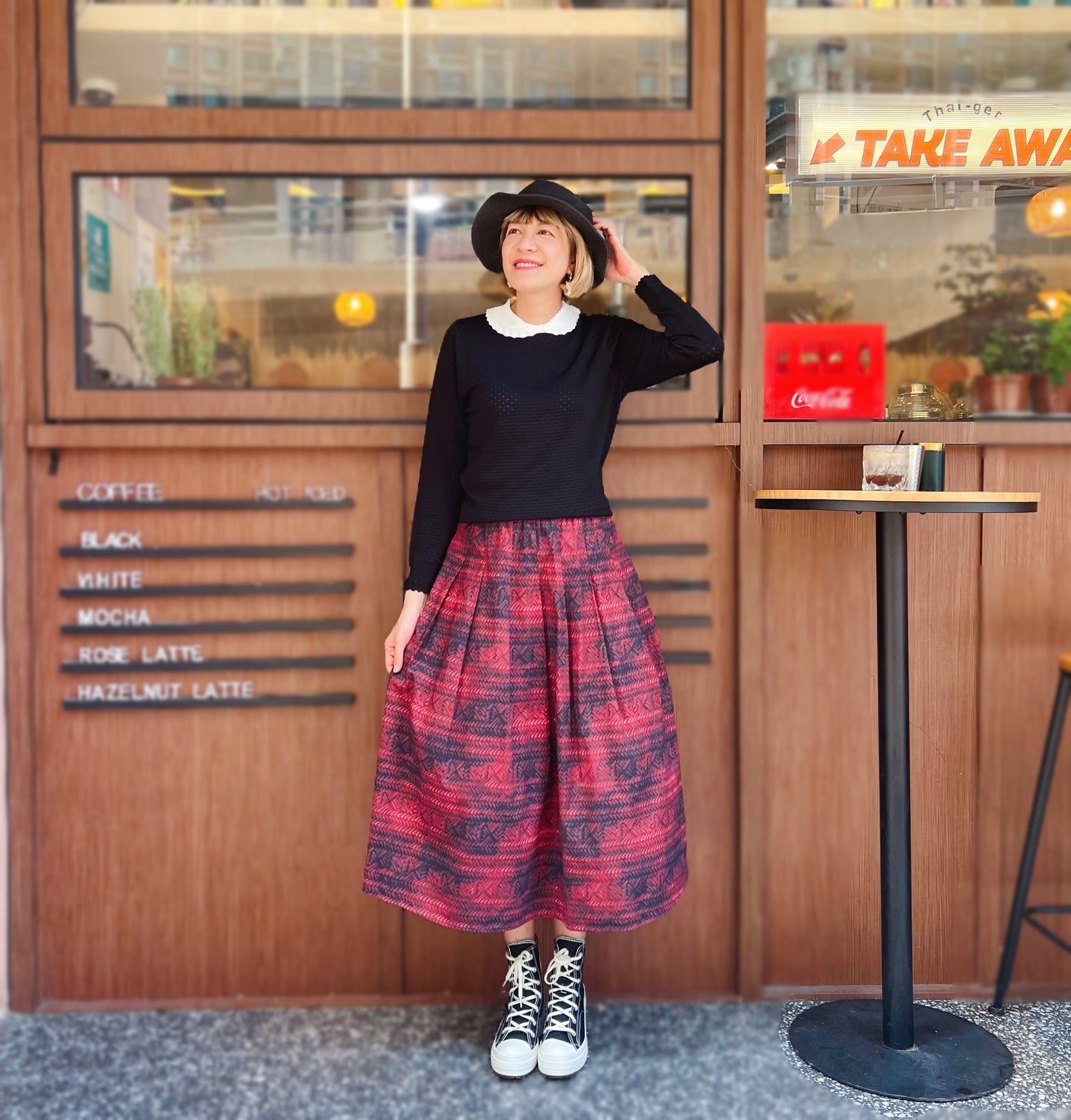 Printed winter stitch midi skirt