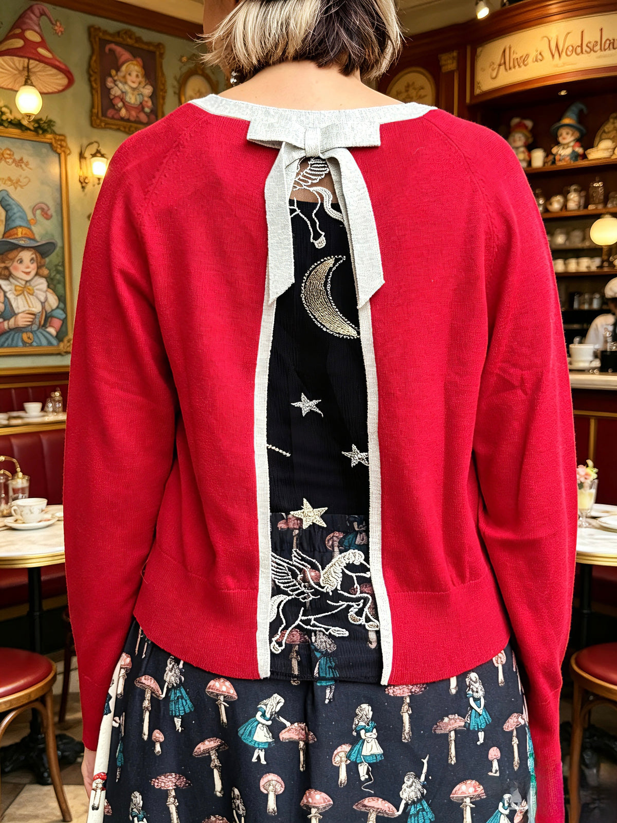 Lace and contrast trim cardigan