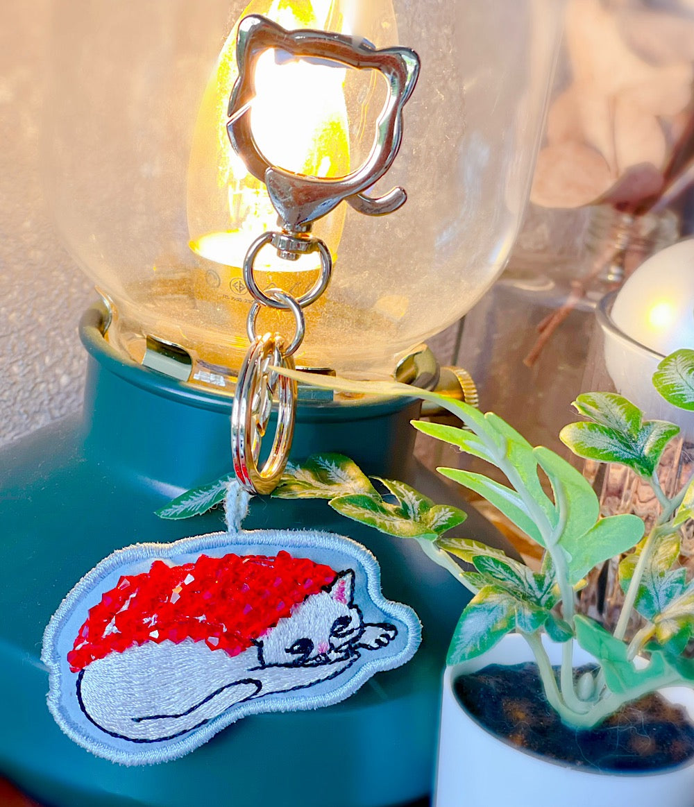 Cat / Alpaca Embroidery With Swarovski Crystal Handmade Accessories