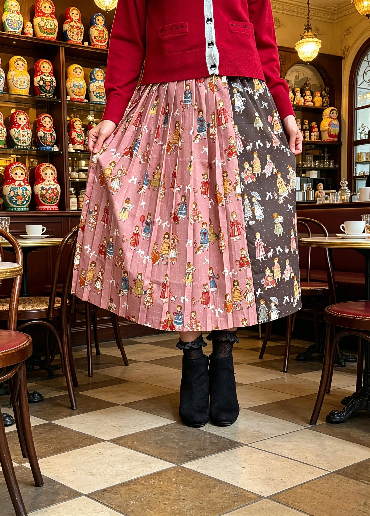 Russian doll girl duo color skirt