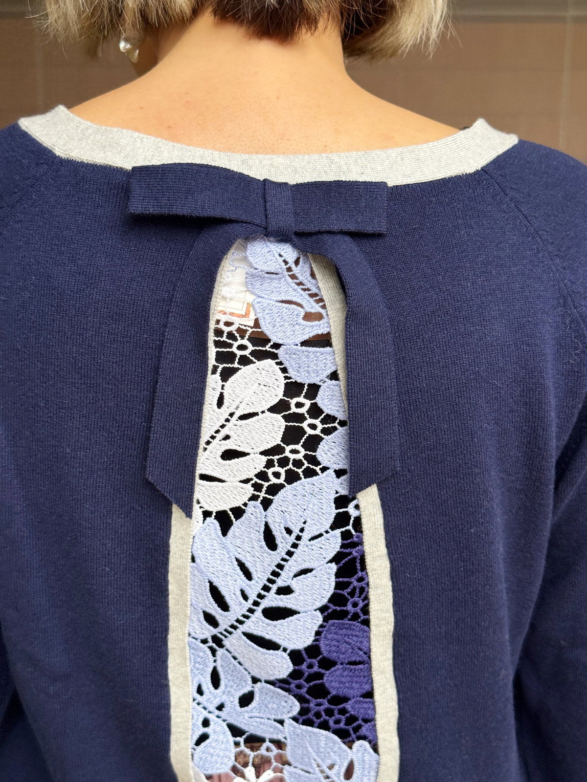Lace and contrast trim cardigan