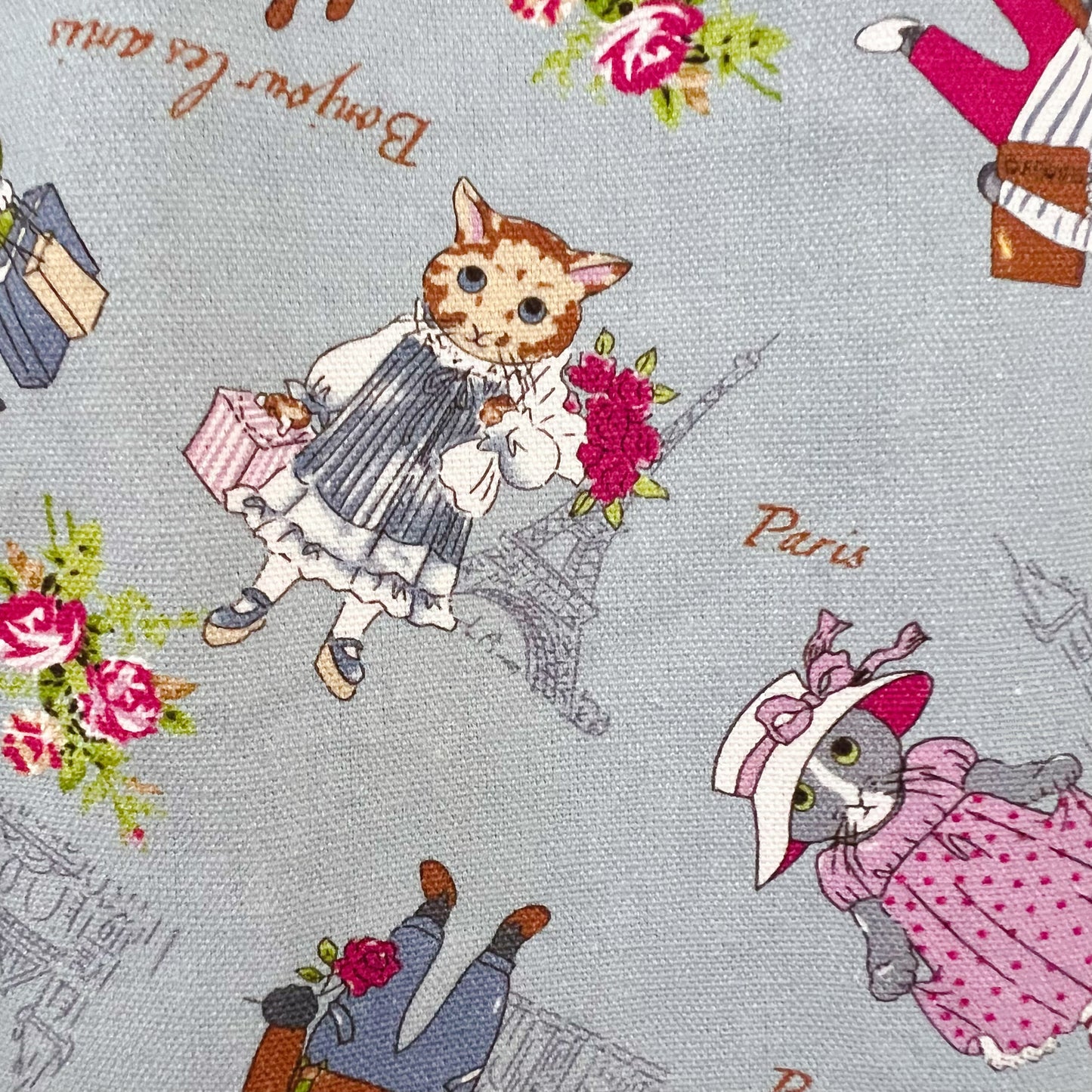 French cat fabric and knit block dress
